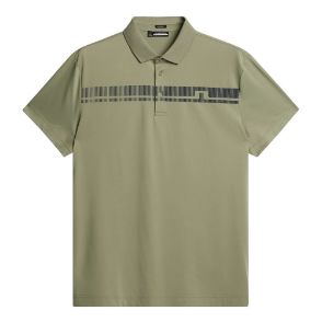 J.Lindeberg Men's Klas Regular Fit Oil Green Golf Polo Shirt Front View