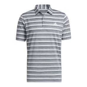 adidas Men's Two Colour Stripe Grey 3 Golf Polo Shirt Front View