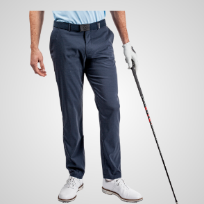 Model wearing Galvin Green Men's Noah Navy Golf Trousers Front View